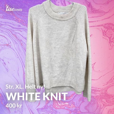 Ny hvit strikket genser fra H&M. Str XL