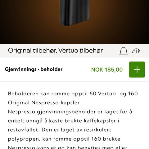 Nespresso gjenvinningsbeholder