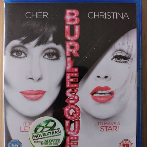 Blu-ray. Burlesque. Cher og Christina Aguilera. Musikal/Romantikk. Engelsk.