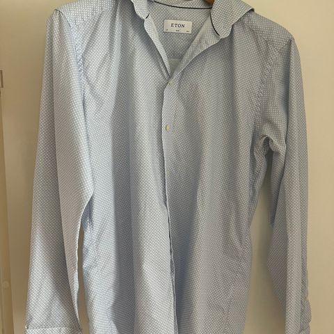 Blåmønstret Eton skjorte slim fit 39 (medium)