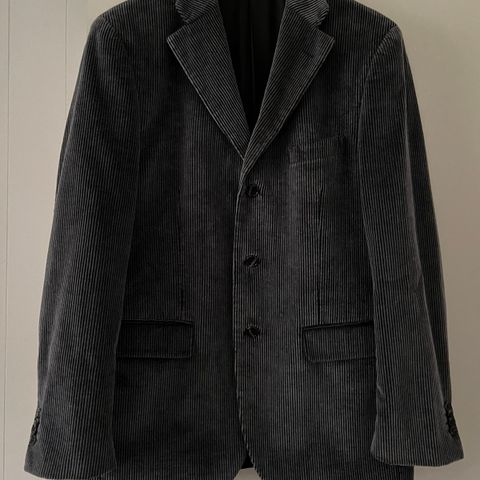 Vintage blazer David Saddler Roma Italy, kordfløyel str 50. Nydelig gråblå.