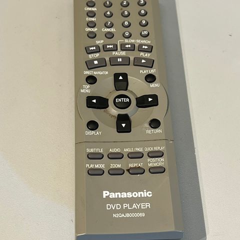 Panasonic DVD spiller fjernkontroll N2QAJB000069