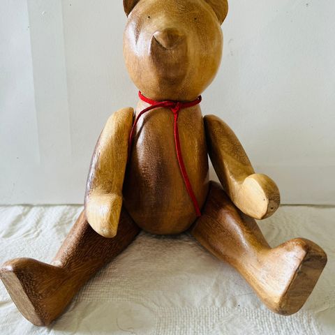 Teddy bjørn,Bamse i tre,vintage stil/wooden/leketøy,Samlerobjekt,pynt