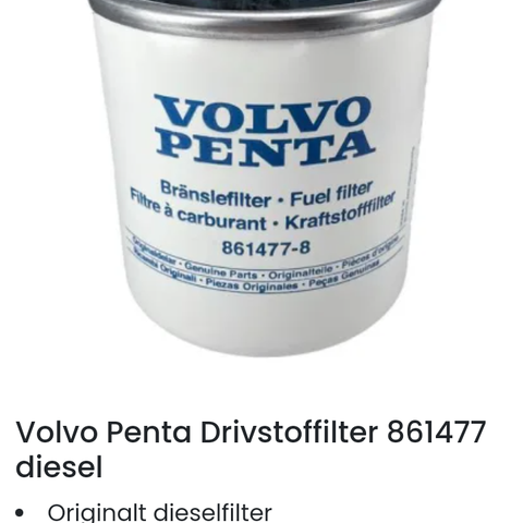 2 STK VOLVO PENTA DRIVSTOFF FILTER