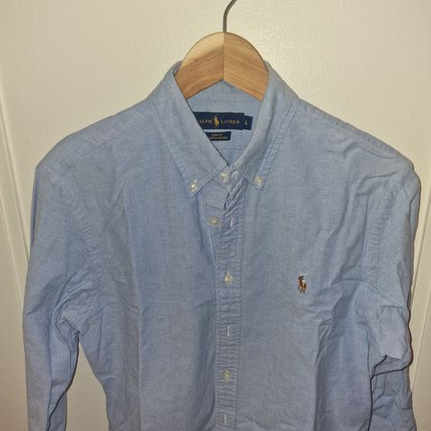 L slim fit stretch oxford blå Polo Ralph Lauren skjorte