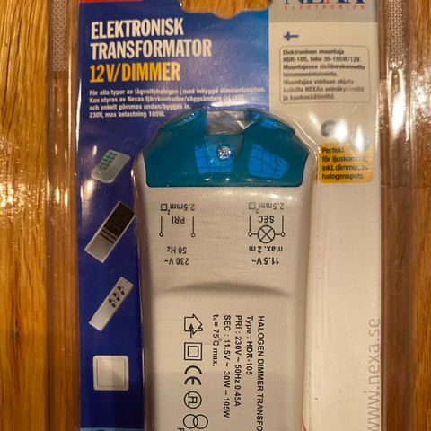 UBRUKT NEXA HDR-105 ELEKTRONISK TRANSFORMATOR 12V/DIMMER