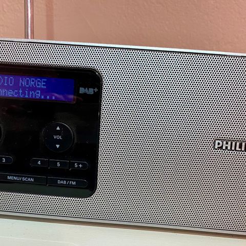 Phillips DAB Radio, liten hendig for bad, nattbord og skrivebord