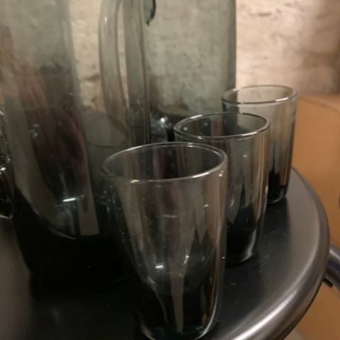 Hadeland glass. Øl og drammeglass. Sotfarget. Willy Johansson