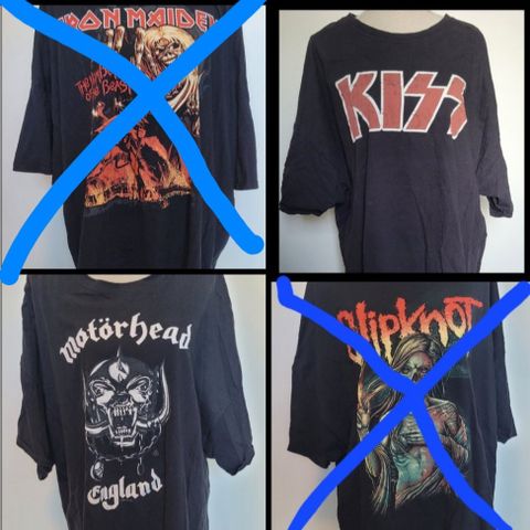 5XL band t-skjorter! Iron Maiden, Kiss, Motörhead, Slipknot