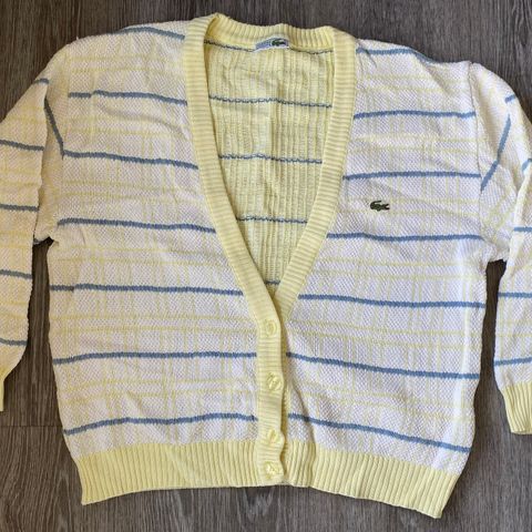 Lacoste lys gul, hvit og blå jakke herre dame unisex vintage sommer