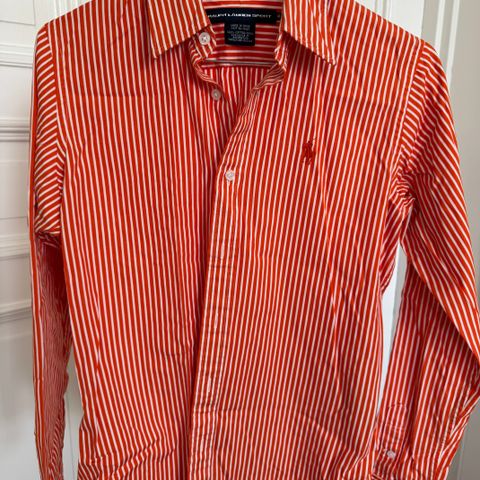 Ralph Lauren stripete skjorte - str S, oransje