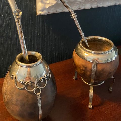 Vintage argentinske Yerba Mate Calebasse