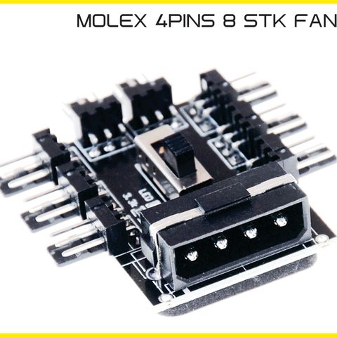 81 -Fan Hub 1 to 8 3Pin Pwm 4PINS MOLEX VIFTE TILKOBLINGER. Nytt.