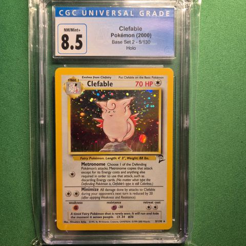 CGC 8.5 Clefable Base set 2 Holo