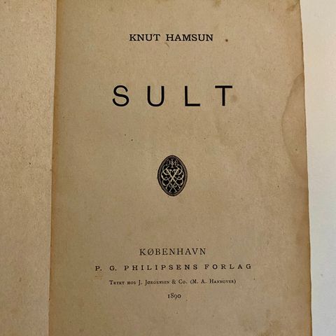 Sult av Knut Hamsun, førsteutgave