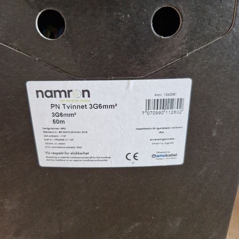 Namron tvinnet 3G6mm og 3G2,5mm