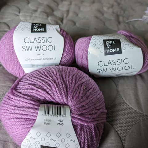 Knit At Home Classic SW Wool garn, 3 stk