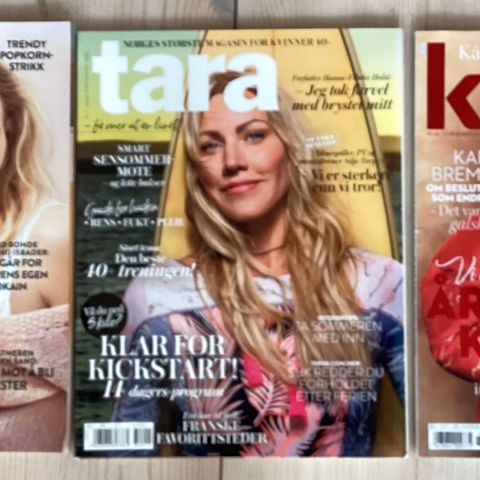 3 flotte magasiner. 2 fra TARA, 2018 og 2021, 1 fra KK, 2022. Hele og fin!