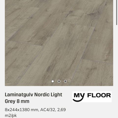 Laminatgulv Nordic Light Grey 8 mm  ca 16 kvm