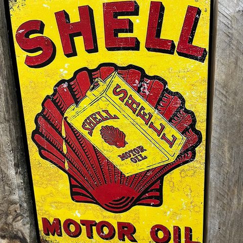 Shell Motor Oil. Skilt I Tynnmetall 20 X 30 cm. Garasje, Man Cave