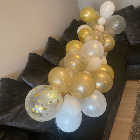 Ballongbue - Gull og hvite ballonger - Ferdig oppblåst!