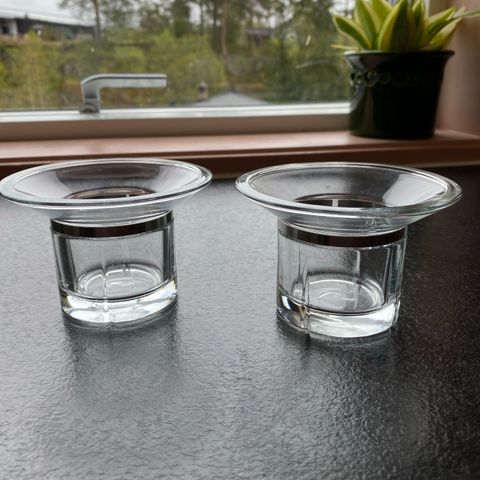 2 stk Rosendahl lysestaker i glass/ stål