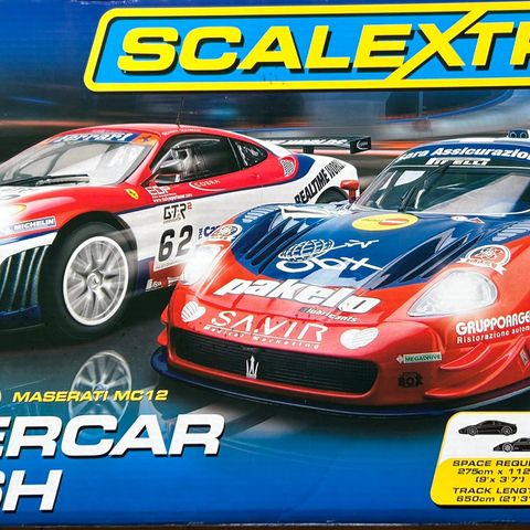 SCALEXTRIC SUPERCAR CLASH STORT SETT FERRARI F430 GT VS MASERATI MC12