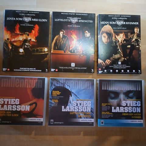 Triologien STIEG LARSSON Lydbøker og DVD filmer.