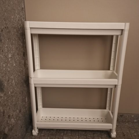 IKEA VESKEN Hylle med hjul, hvit, 54x18x71 cm