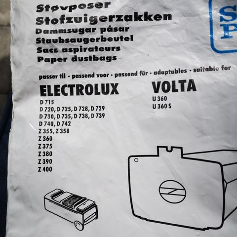 Støvsugerposer   7 stk  poser til Electrolux og Volta