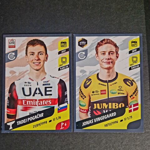 Tadej Pogacar og Jonas Vingegaard RC Tour de France stickers Panini