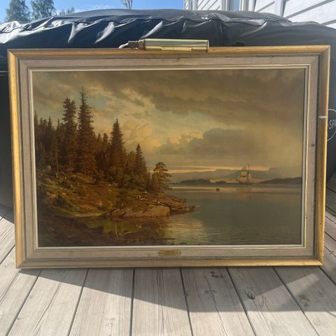 Maleri Fjordparti J.Fr Eckersberg (1822-1870) Reproduksjon efter maleri