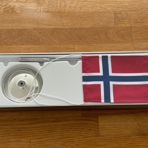 Liten flaggstang med norsk flagg