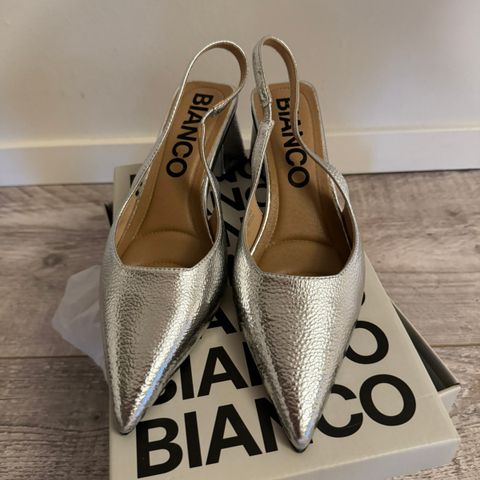 Bianco Biamaralyn Slingback metallic silver sko str 40