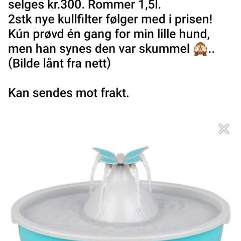 Drikkefontene for katt eller liten hund!