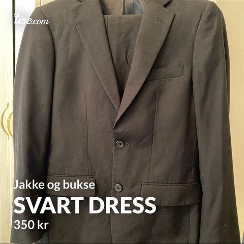 svart dress, bukse 28-30, jakke 42