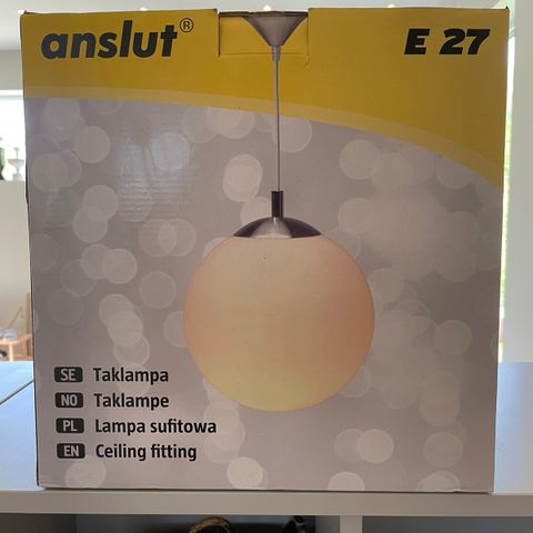 Taklampe, hengende ball i børste stål