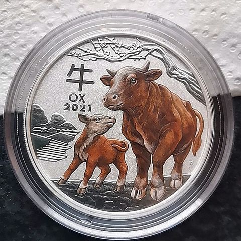 Australia 2017 Lunar 2 oz sølv Year of the ox  colour