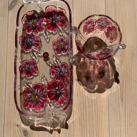 Vintage Walther kunstglass blomster