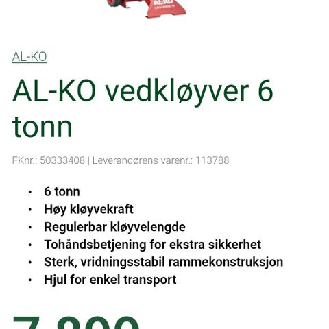 Vedkløyve 6tonn