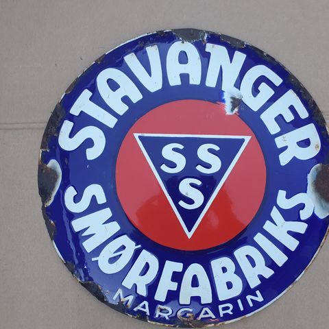 EMALJESKILT. SKILT. STAVANGER. MARGARIN. EMALJE SKILT. SMØR. FABRIKK.