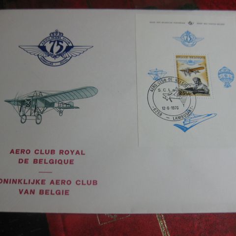 FDC Belgia Miniark  Royal Aero Club 75 år