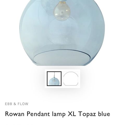 Ebb & Flow Rowan taklampe xl håndblåst glass, lys blå