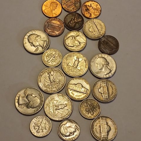 Samling med mynter med fra USA - 21 stk