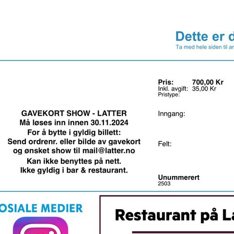 Gavekort på latter selges