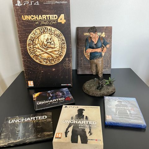 Uncharted 4 Collectors Edition til salgs (PS4) + Ekstra