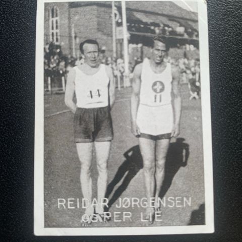 Reidar Jørgensen Lillehammer Per Lie Oslo friidrett sigarettkort 1933 1500 3000