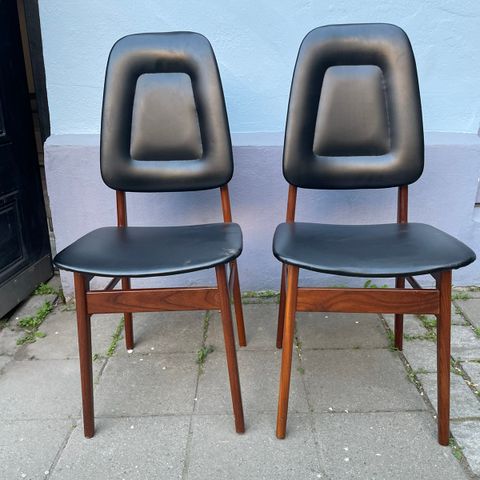 2 vintage teakstoler med skai