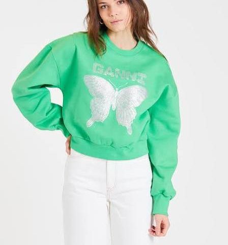 Ganni Green Butterfly Sweatshirt