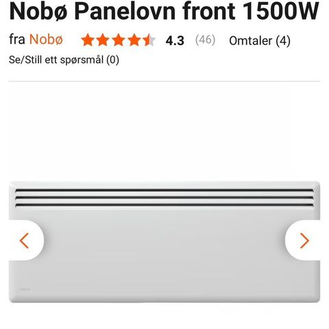 Helt nye nobø panelovner 1500w (3 stk)